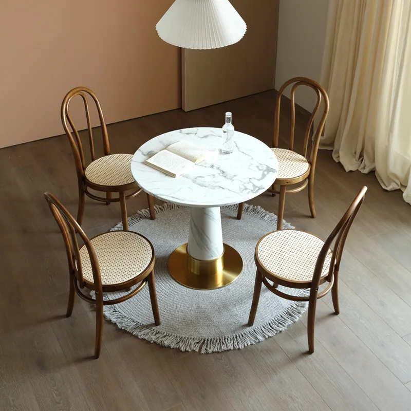 Modern Minimalist Round Coffee Table with Matching Chairs Office Reception & Meeting Table Set