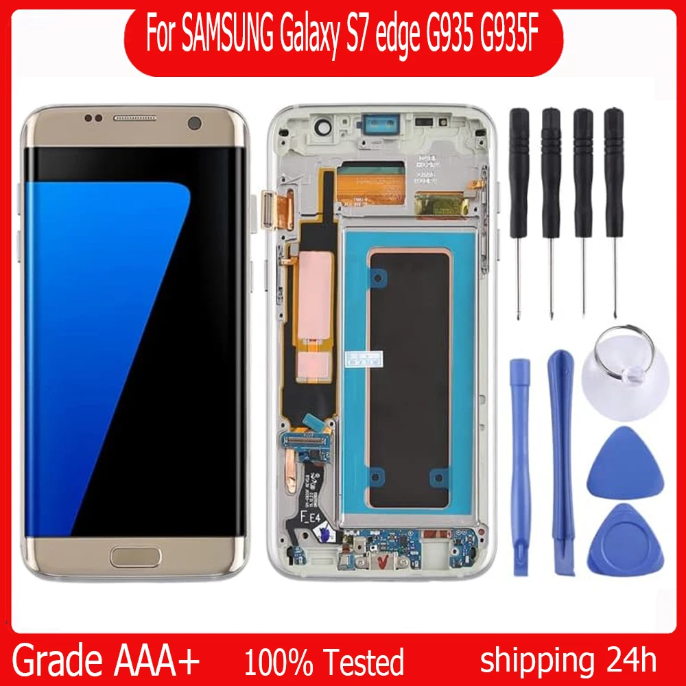 AMOLED 5.5\'\' Display with the Burn-Shadow LCD with Frame For SAMSUNG Galaxy S7 edge G935 G935F Touch Screen Digitizer Assembly