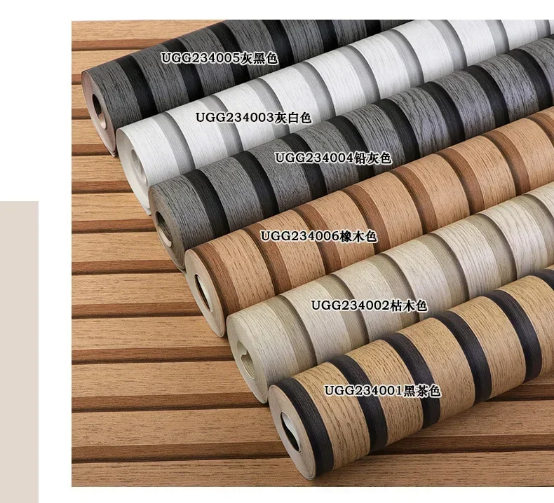 

3D Wallpaper Pvc Waterproof Wood Stripe Wall Paper Roll for Living Room Shop Clothing Store Walls DecorVintage Faux Wood Panel