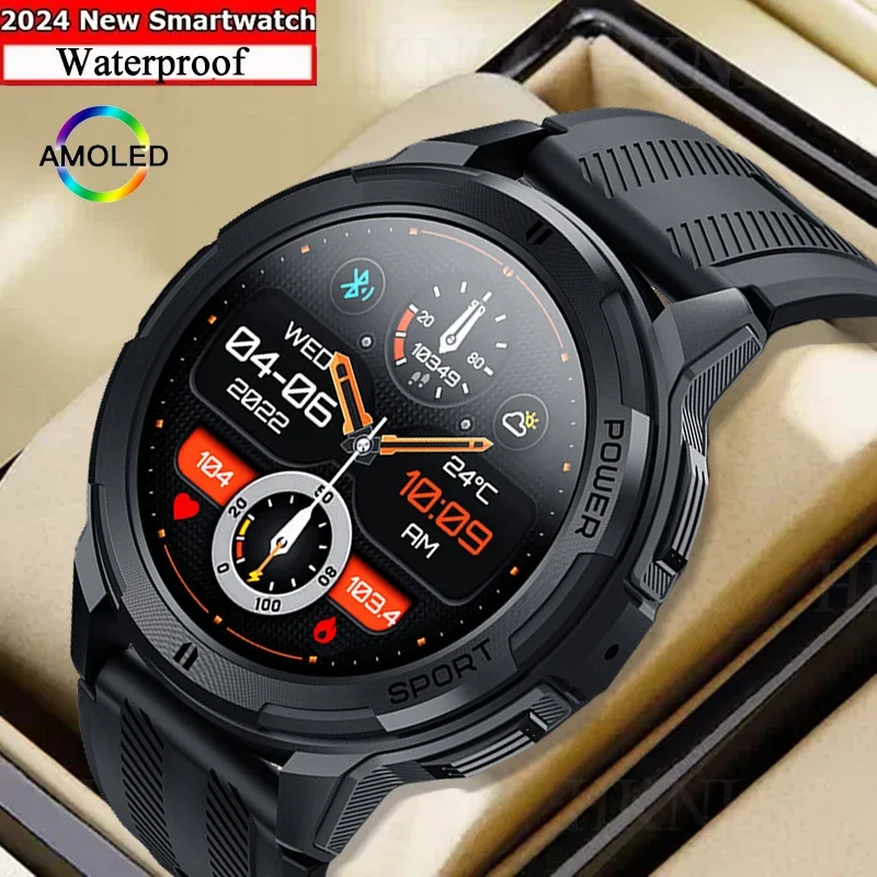 2024 1.43 Inch Amoled 1atm Waterproof Pedometer Smartwatch Heart Rate Monitor Bluetooth Call Smart Watch For Android Ios 410mah