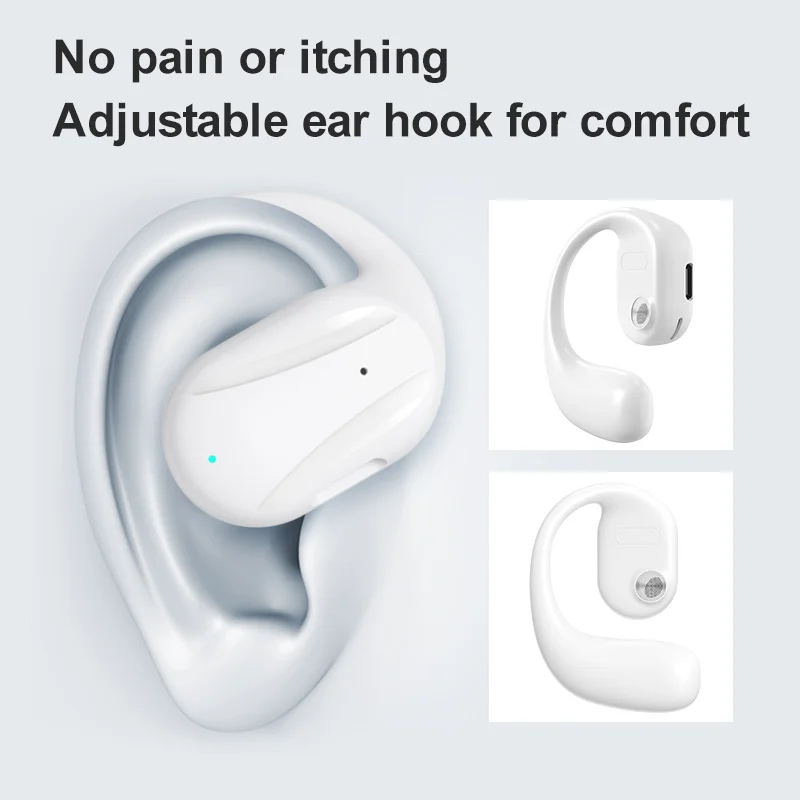 Auricolare Bluetooth con orecchio sinistro singolo 5.2 cuffie a conduzione d\'aria gancio per l\'orecchio cuffie sportive con cancellazione del rumore