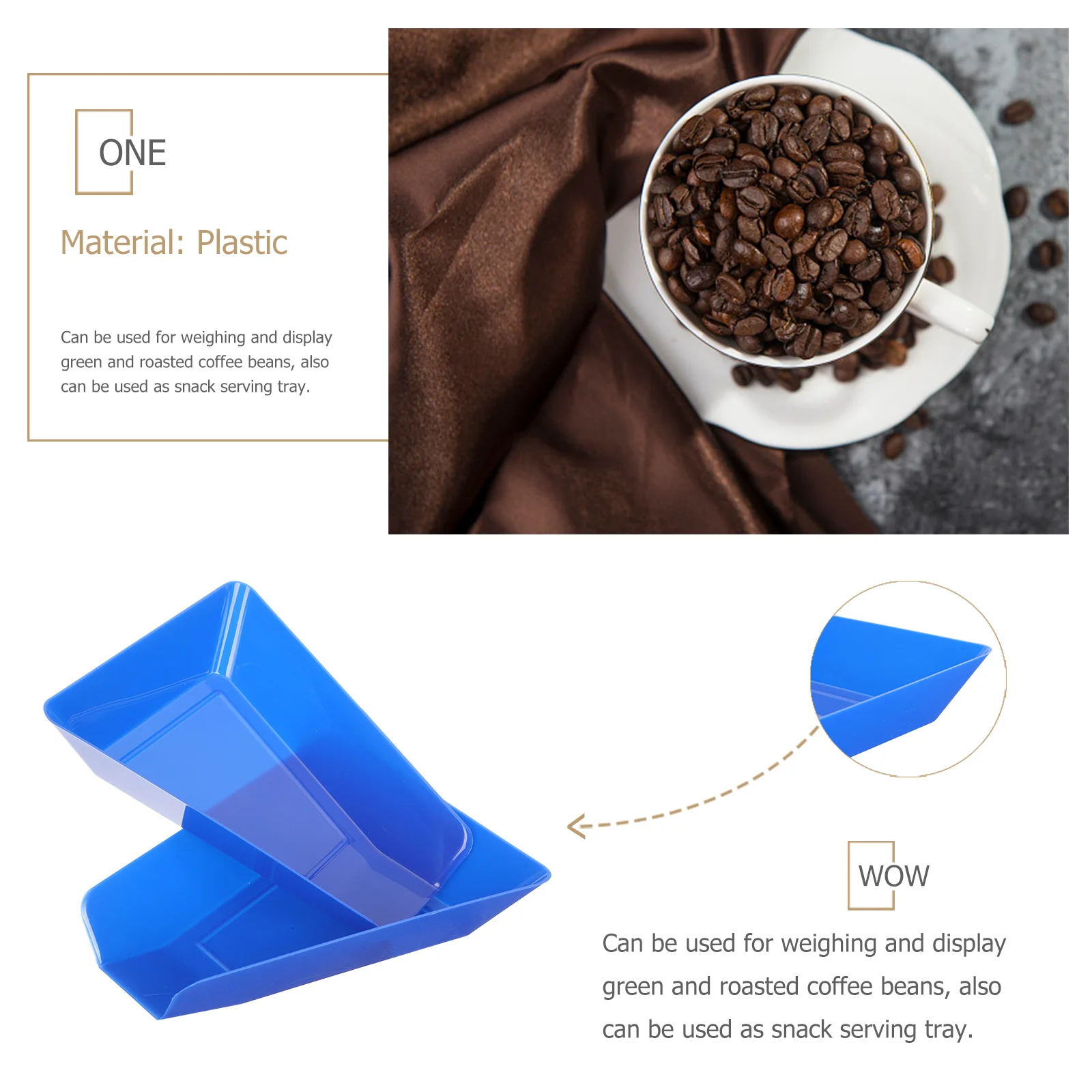 

2pcs Coffee Bean Display Tray Premium Plastic Multifunctional Storage Tray For Roasted Green Beans Measuring Cooling Serving