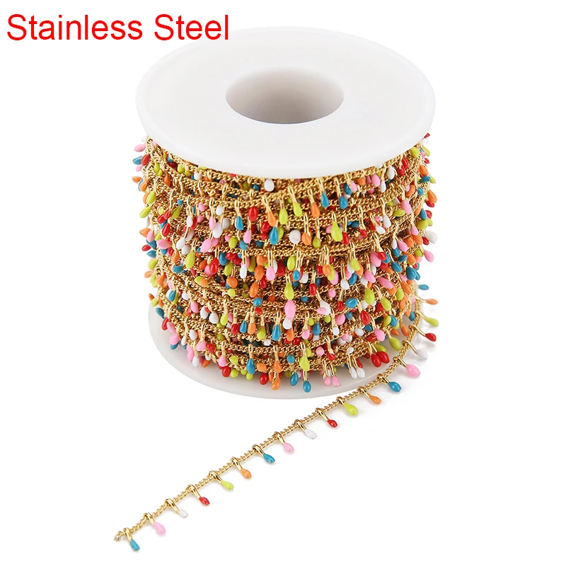 

1meters Colorful Stainless Steel Chains Bulk Gold Color Diameter 1mm Link Chains Bracelet Necklace Lot for Diy Jewelry Supplies