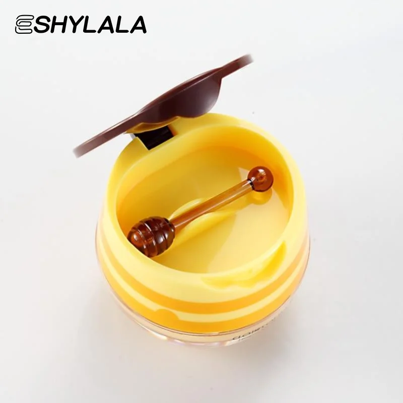 Balsamo per labbra al miele dell'orso Barattolo di miele carino Maschera per labbra per dormire Idratante Idratante