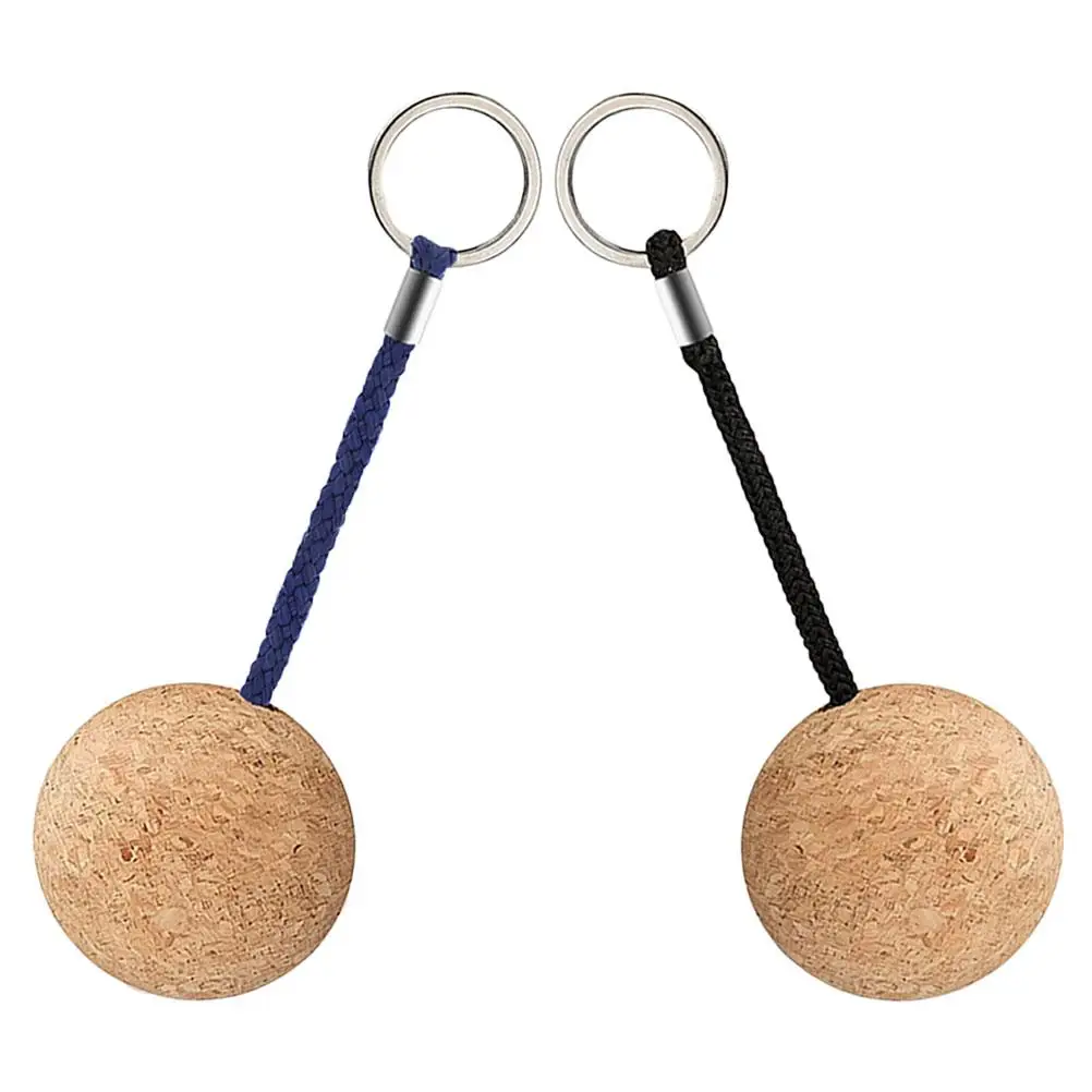 

2 Pcs Cork Ball Keychain Creative Waterproof for Kayaking Sailing with Float Ring Wooden Beach Floating