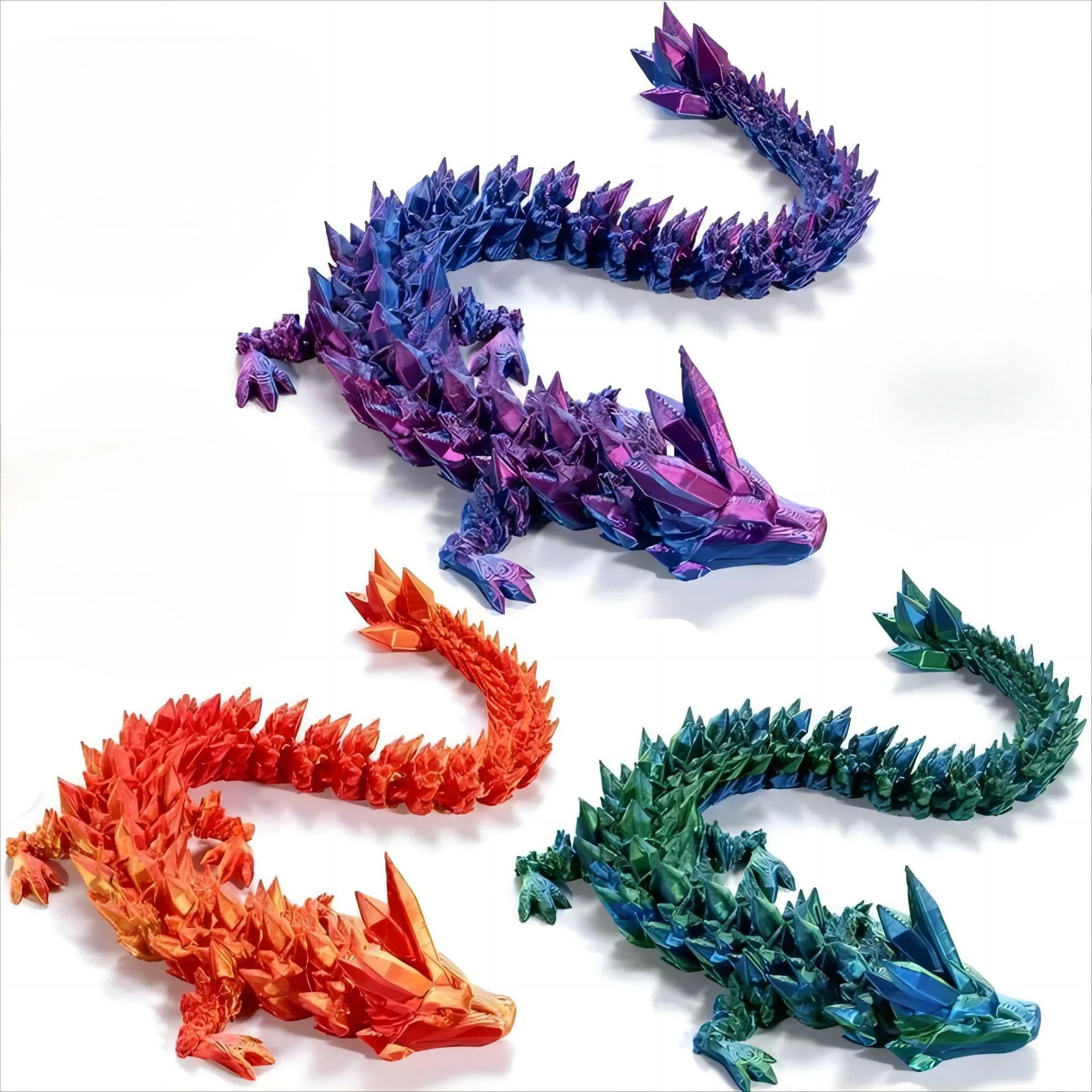 30CM Room Decoration 3d Printed Crystal Dragon Home Decor Items Counter Pressure Toy Rotatable Articulated Perfect Toy Dazzling