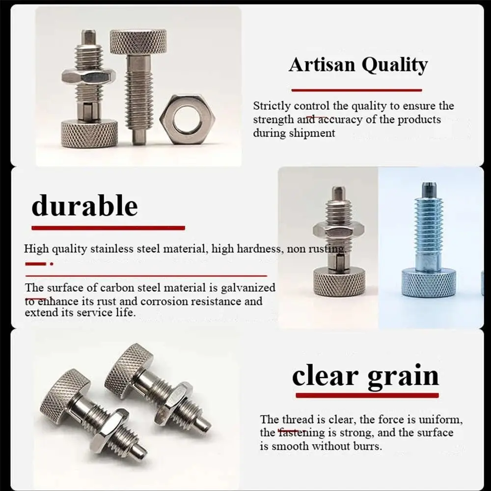 1Pcs M6 M8 M10 M12 M16 Spring Plunger Carbon Steel With Nut Indexing Plunger Stainless Steel Retractable Knurled Knob Plunger
