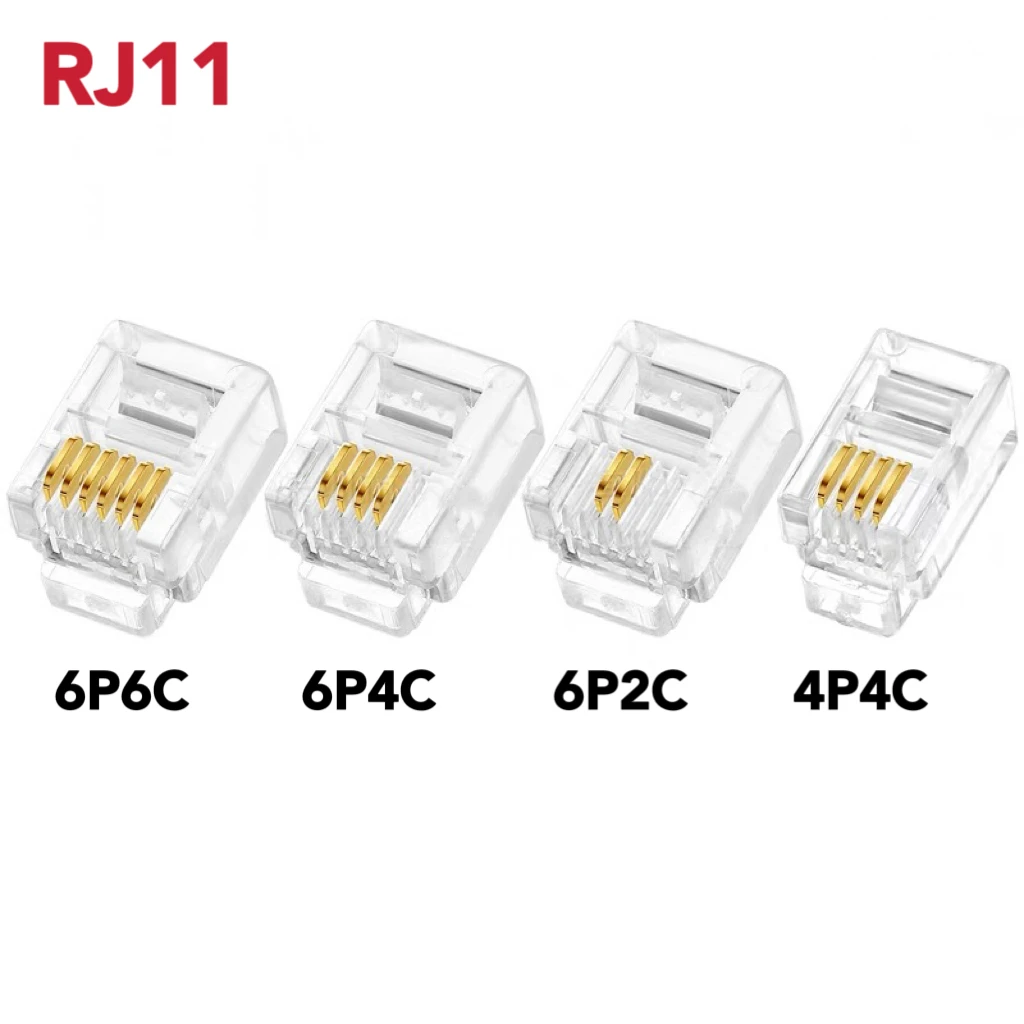 10/20/50/100PCS RJ11 6P2C 6P4C 6P6C 4P4C Telephone Internet Modular Plug Jack RJ11 Connector RJ-11 Crystal Heads Gold-Plated