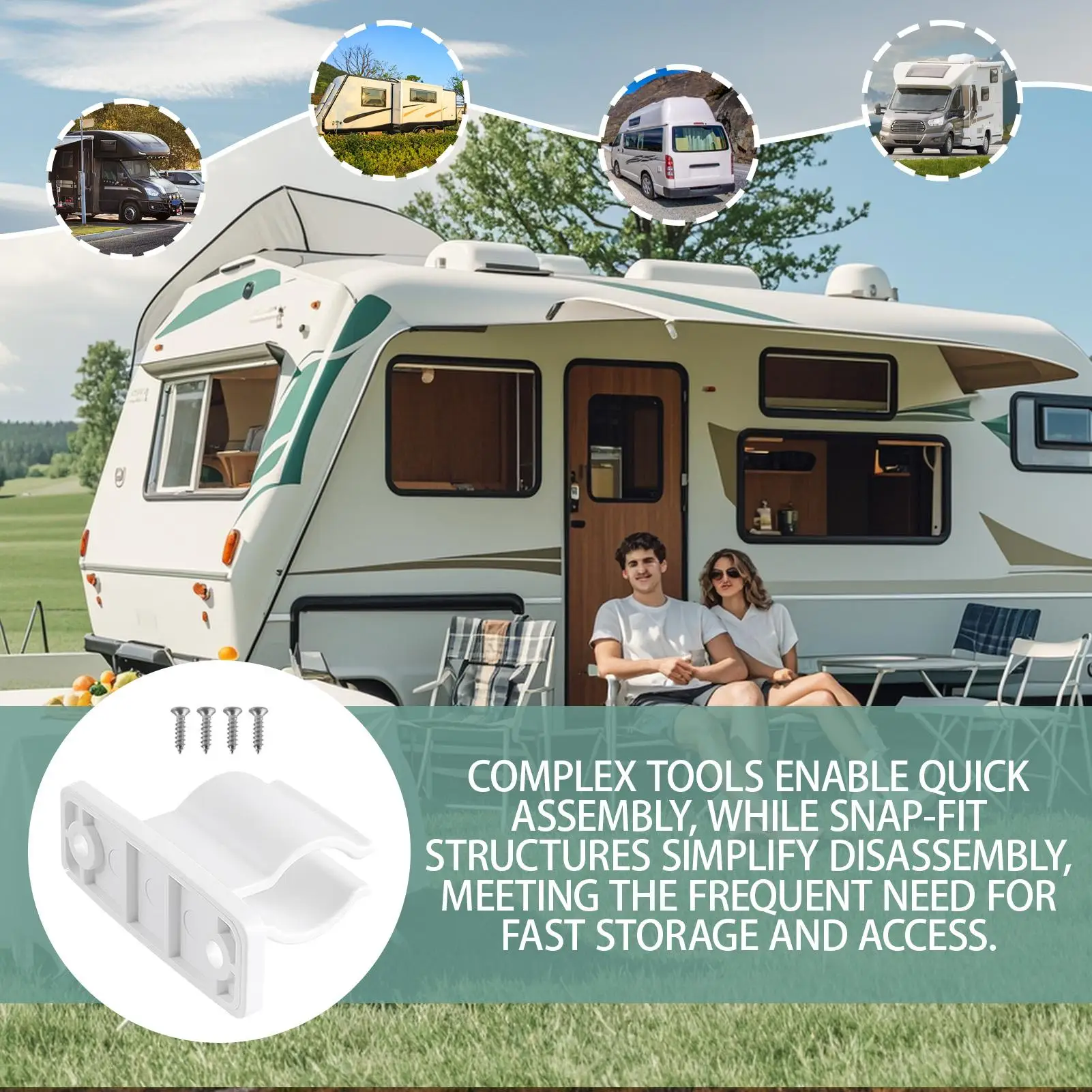 

RV Awning Crank Bracket Parasols Hook with Screws RV Awning Rod Bracket for Shops Food Trucks Outdoor Restaurants Parasols