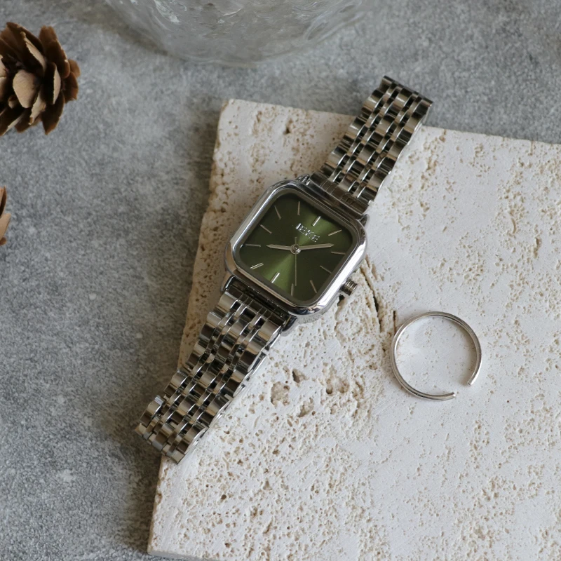 Elegant Women'S Wristwatch, Simple And Petite Korean Style Square Watch With Steel Strap, Watch Accessory, Women'S Gift.