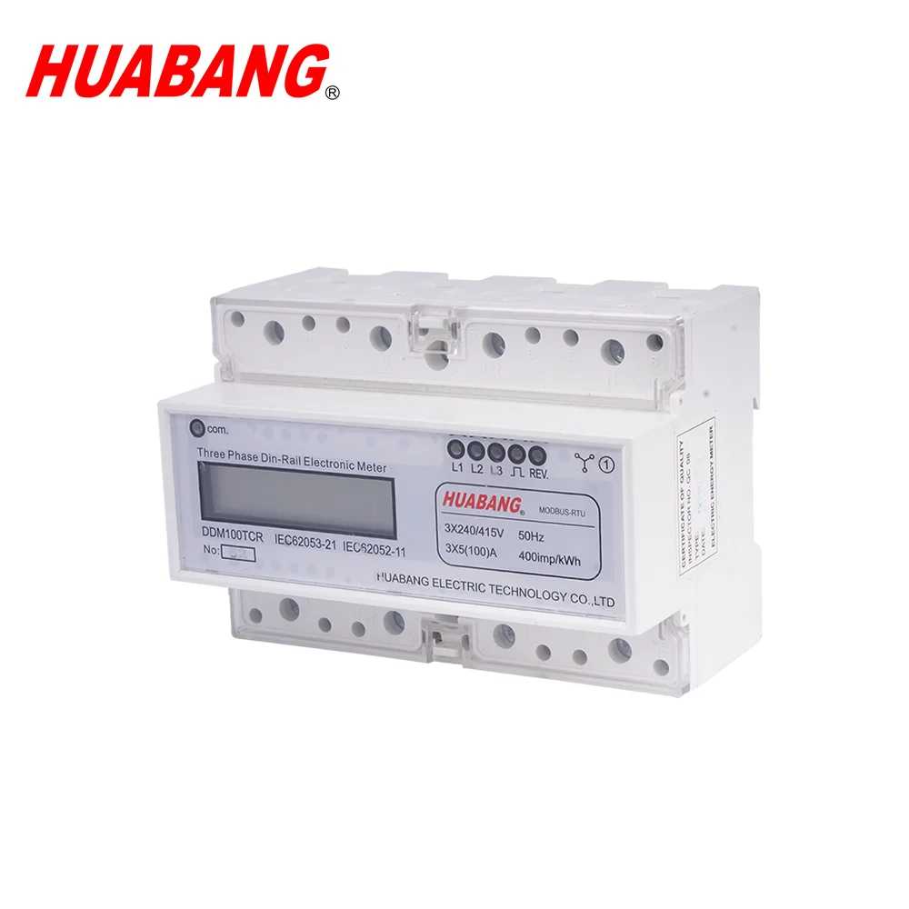 

HUABANG 7-модульный DDM100TC трехфазный четырехпроводной счетчик энергии на DIN-рейку MODBUS RTU