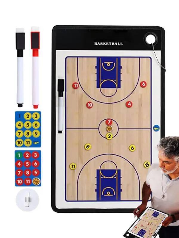 Basketball Clipboard for Coaches Lineup Double-Sided Board Magnetic Board With Full & Half Court Dry Erase Marker Board Kit