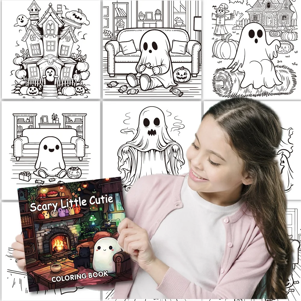 

Halloween Scary Little Cutie Coloring Book For Adults and Teens Stress Relief Creative Fun Activity Book Gift