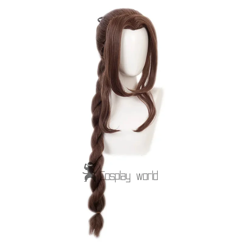 فاينل فانتسي السابع تأثيري FF7 ايريث غينسبورو الباروكات تأثيري مقاومة للحرارة الشعر الاصطناعية براون شعر مستعار تأثيري + غطاء شعر مستعار مجاني