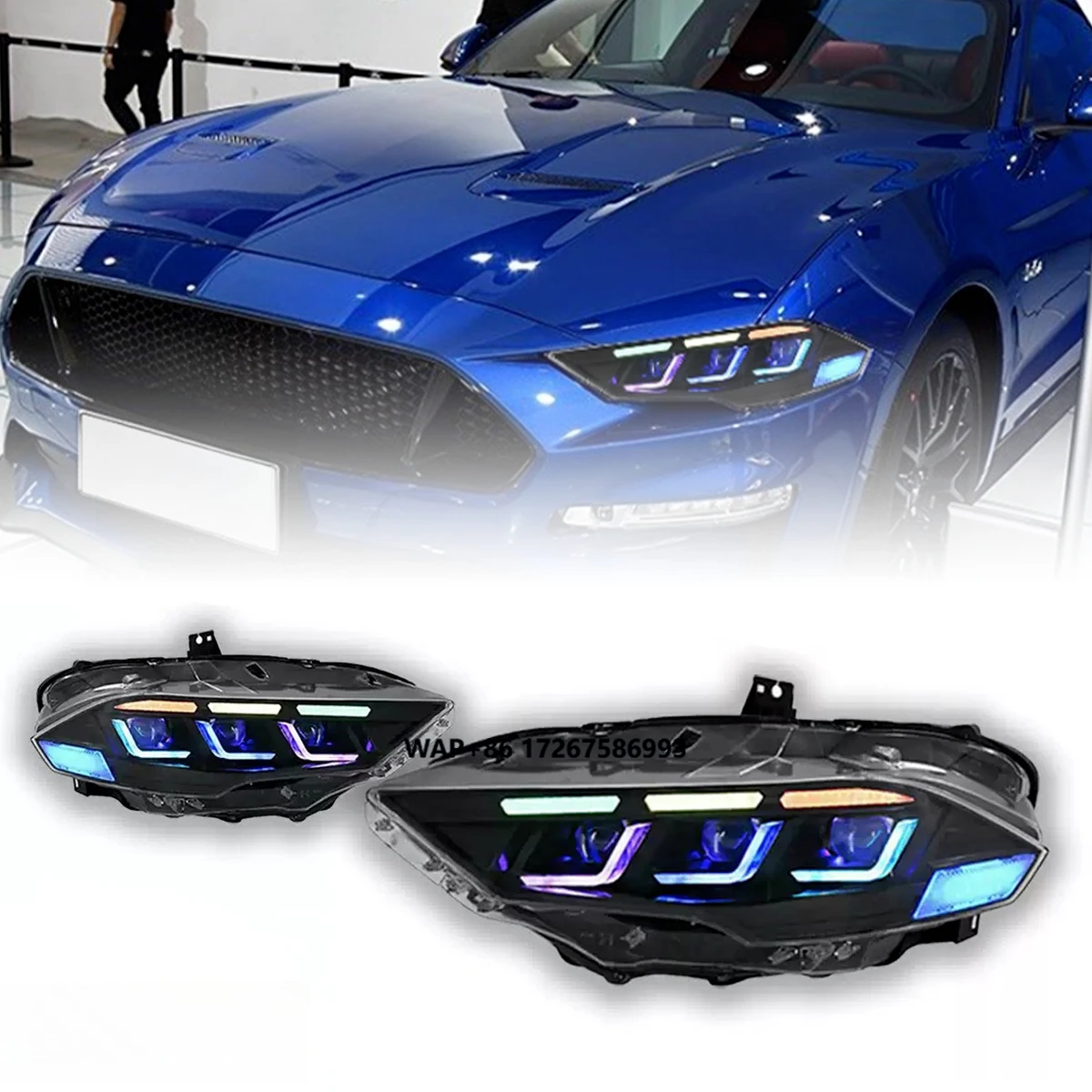 

Автомобильные фары TYPY для Foud Mustang RGB 2018-2022, светодиодные фары для проектора, дневные ходовые огни, автомобильные аксессуары