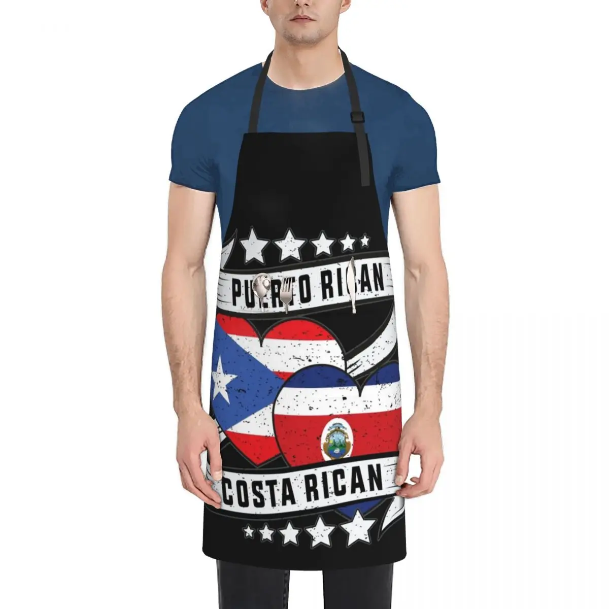 

Costa rican Puerto rican flag shirt Half Puerto rican and Half Costa Apron Customizable Woman Woman Work Apron