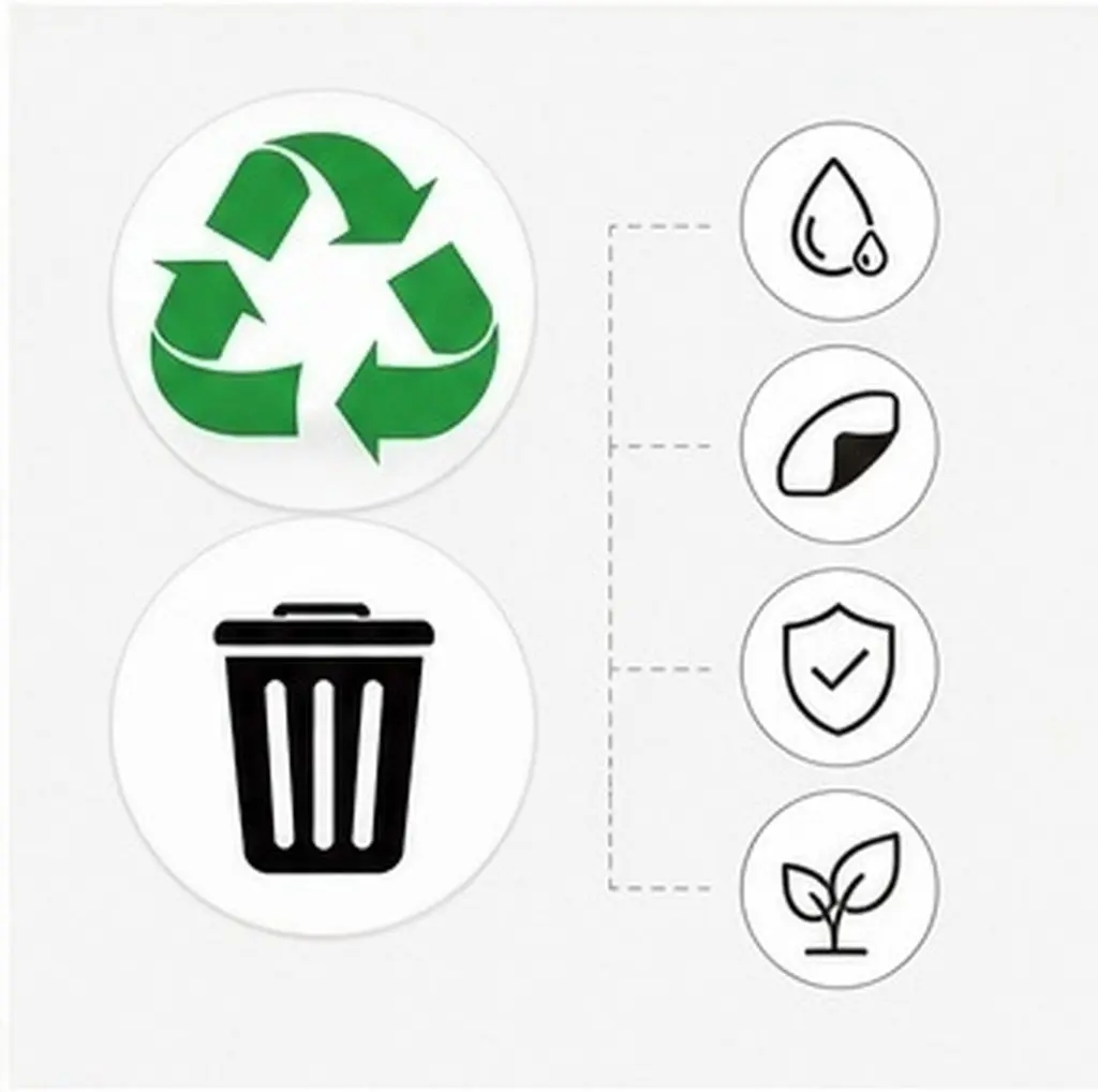 Recycle and Trash Stickers Waterproof PVC Material Easy Use Peel Off Adhesive Labels for Waste Sorting Bins Containers Eco