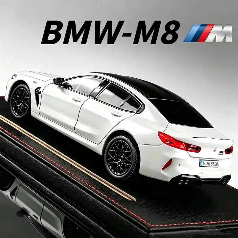 1:24 BMW M8 Gran Coupe Model Sportowego Samochodu z Metalowego Stopu, Symulacja, Odlewany Ciśnieniowo, Model Auta Wyścigowego z Dźwiękiem i Światłem, Kolekcja, Prezent dla Dzieci