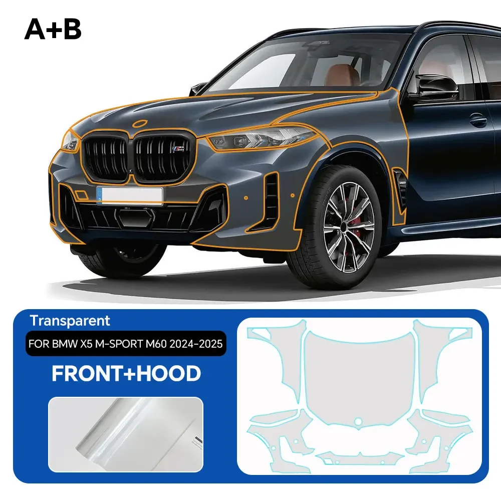 

For BMW X5 M Sport Drive40 50 M60 2024 2025 TPU Bumper Door Pre-cut Paint Protection Film PPF Scratch-resistant And Transparent