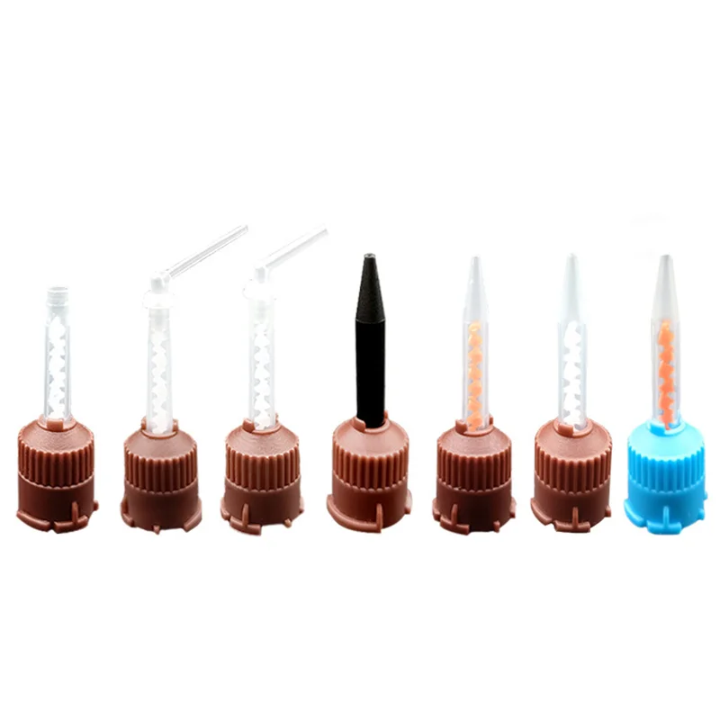 50/100 PCS Dentistry Disposable Mixing Tips Brown 1:1/4:1 Intraoral Tips Mixing Head for Light Weight Silicone Rubber Materials