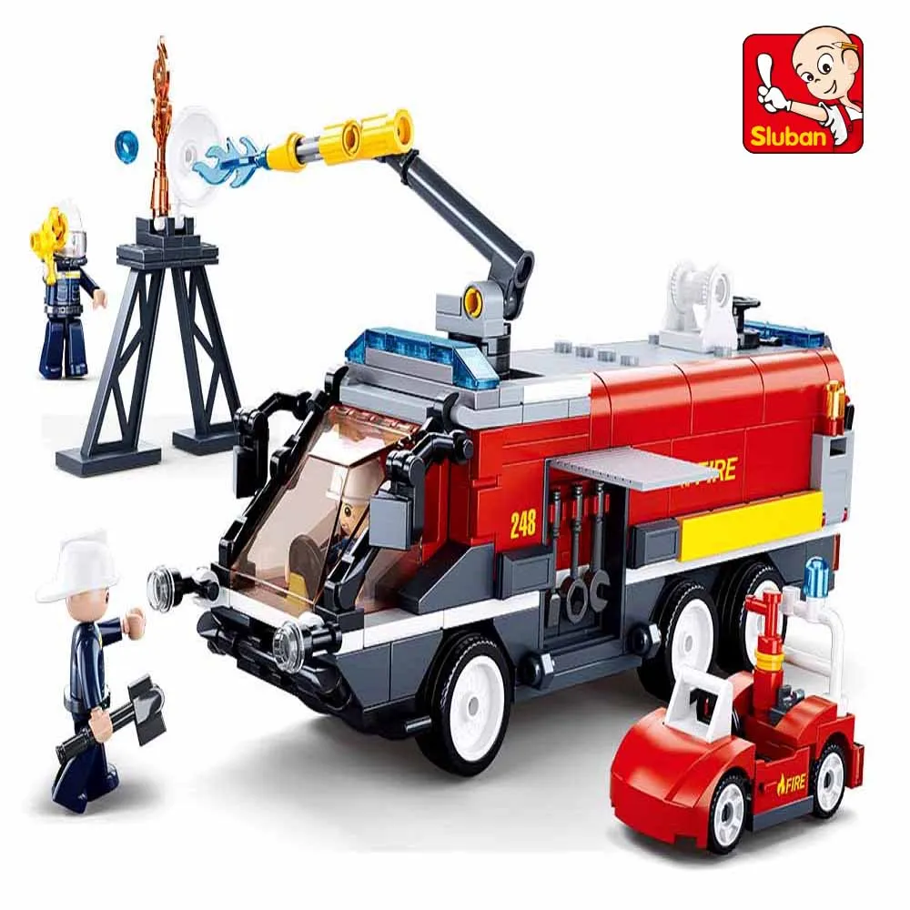 Sluban Building Block Toys Fire Control B0808 Airport Fire Truck 381PCS Bricks Fighting Car Compatbile With Leading Brands