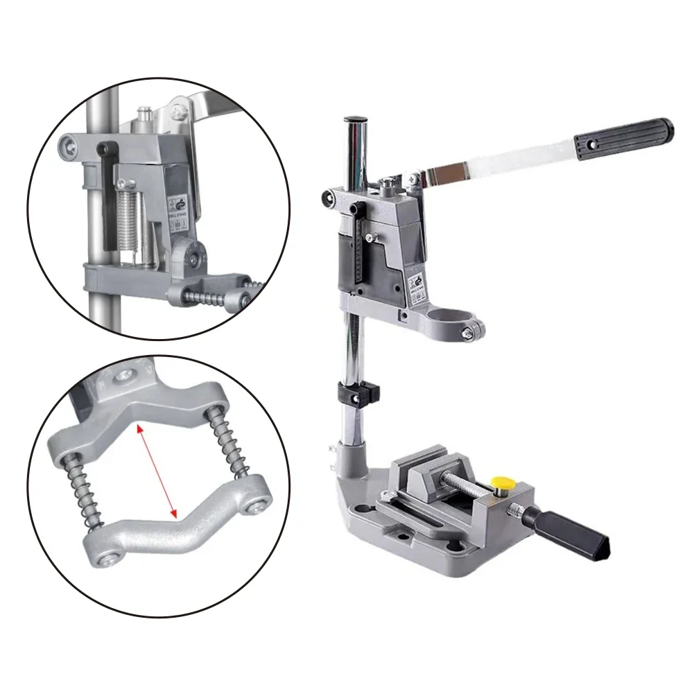 Drill Stand Bench Drill Mount Silver Drill Press Stand 38mm Reduction Sleeve Easy Assembly Superior Concentricity