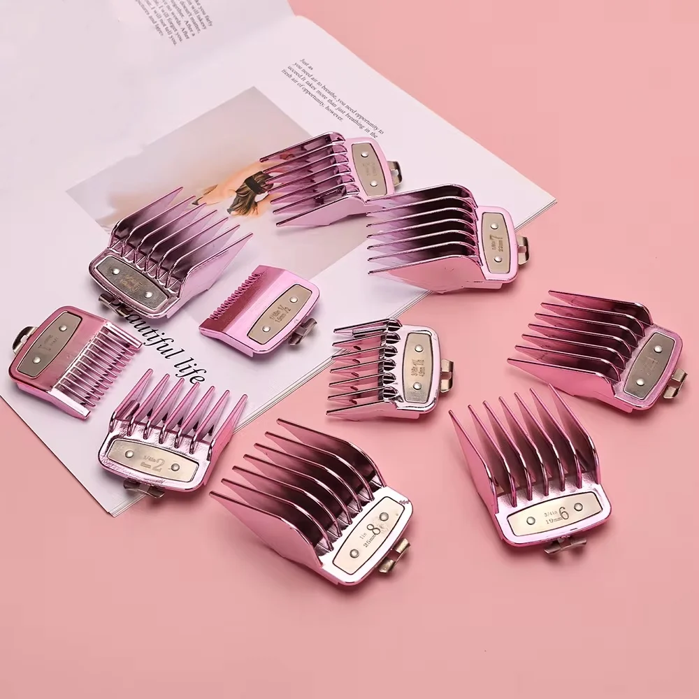 10 Piece Set Barbershop Hairdressing Electroplating Haircut Limit Comb Trimmers Positioning Comb Salon Styling Tool Bring A Box