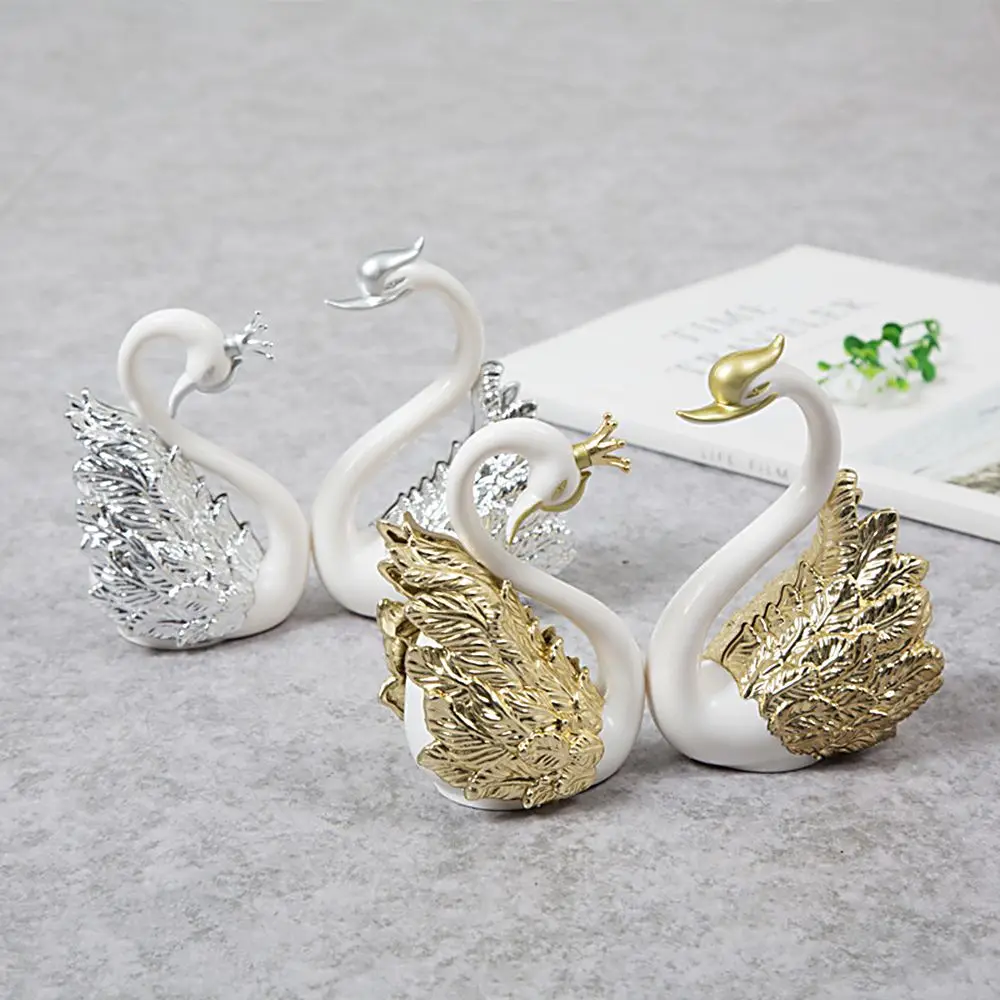 Kids Favors Valentine's Day Wedding Decorartioon DIY Cake Decor Cake Topper Happy Birthday Gold Silver Swan