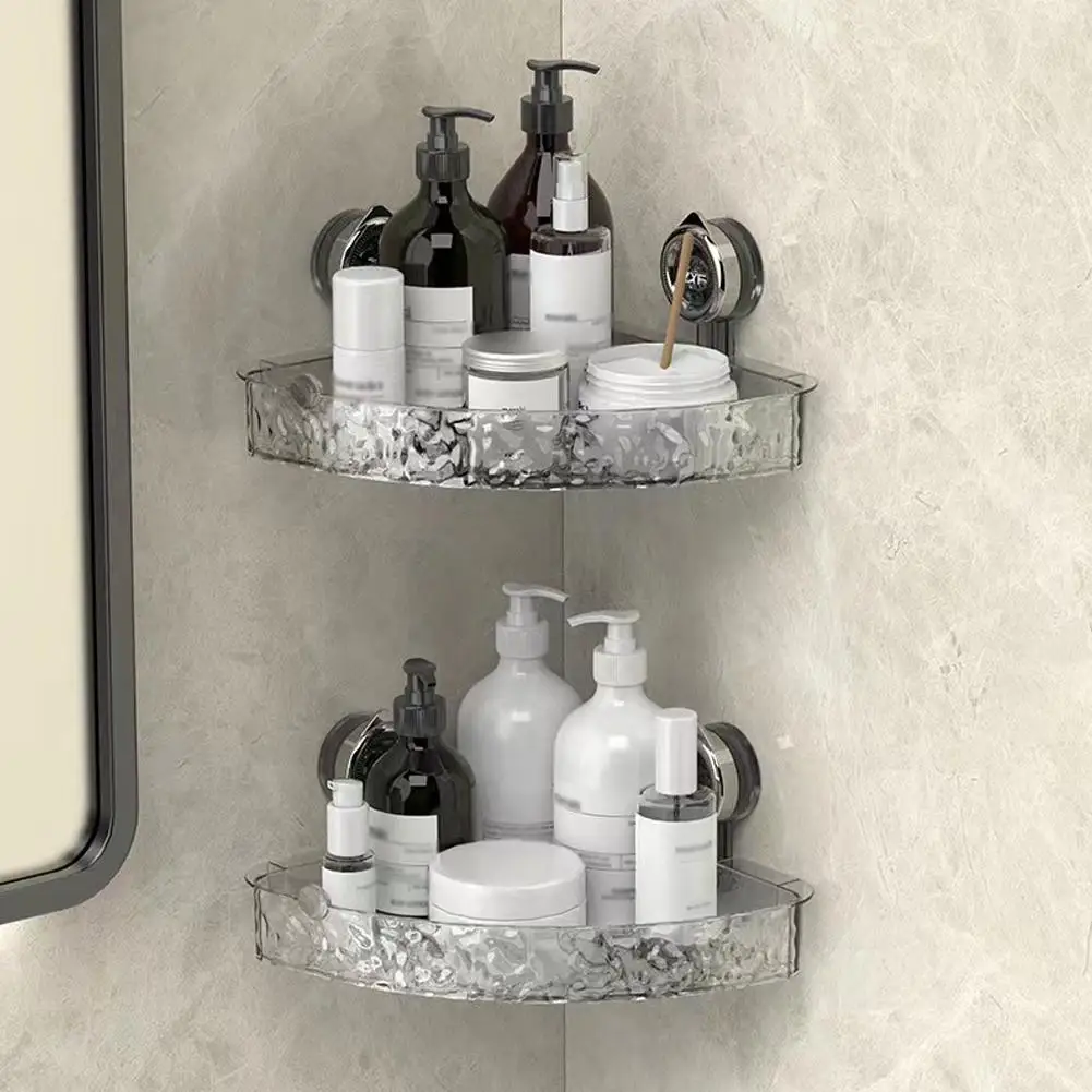 

Bathroom Suction Cup Shelf Glacier Pattern Shower Suction Space Toilet Bathroom Basket Cup Mount Organizer Rack Wall Hangin E8T7