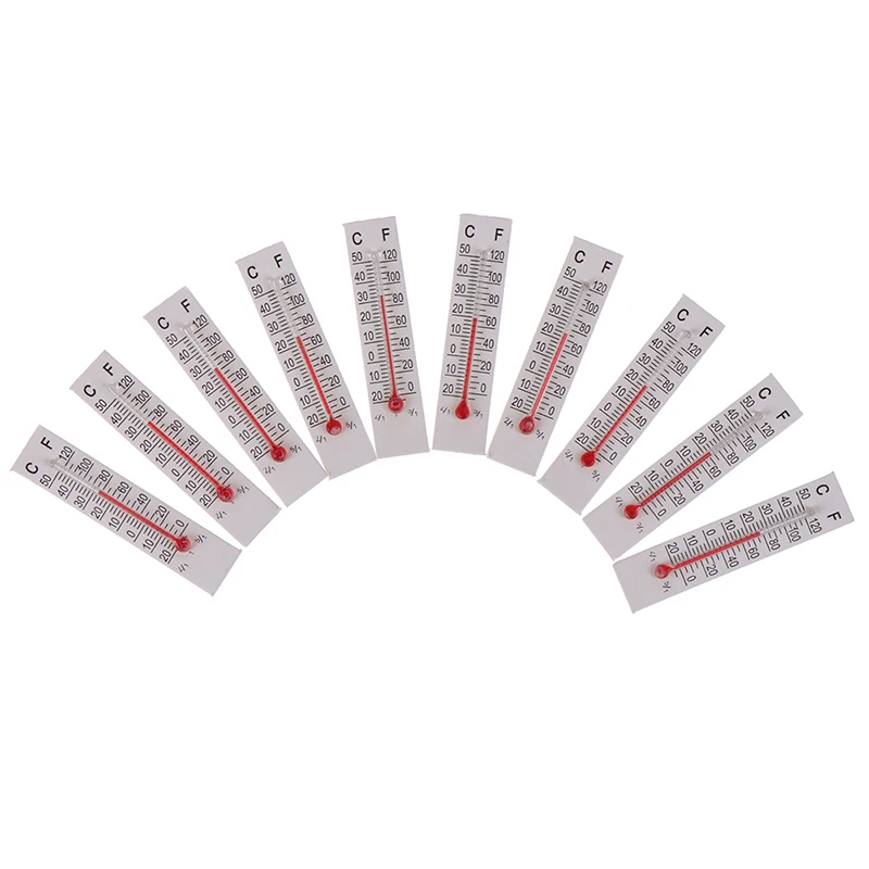 10 Pcs 5cmX1.1cm Miniature Paper Cardboard Thermometer Indoor -20-50 Celsius