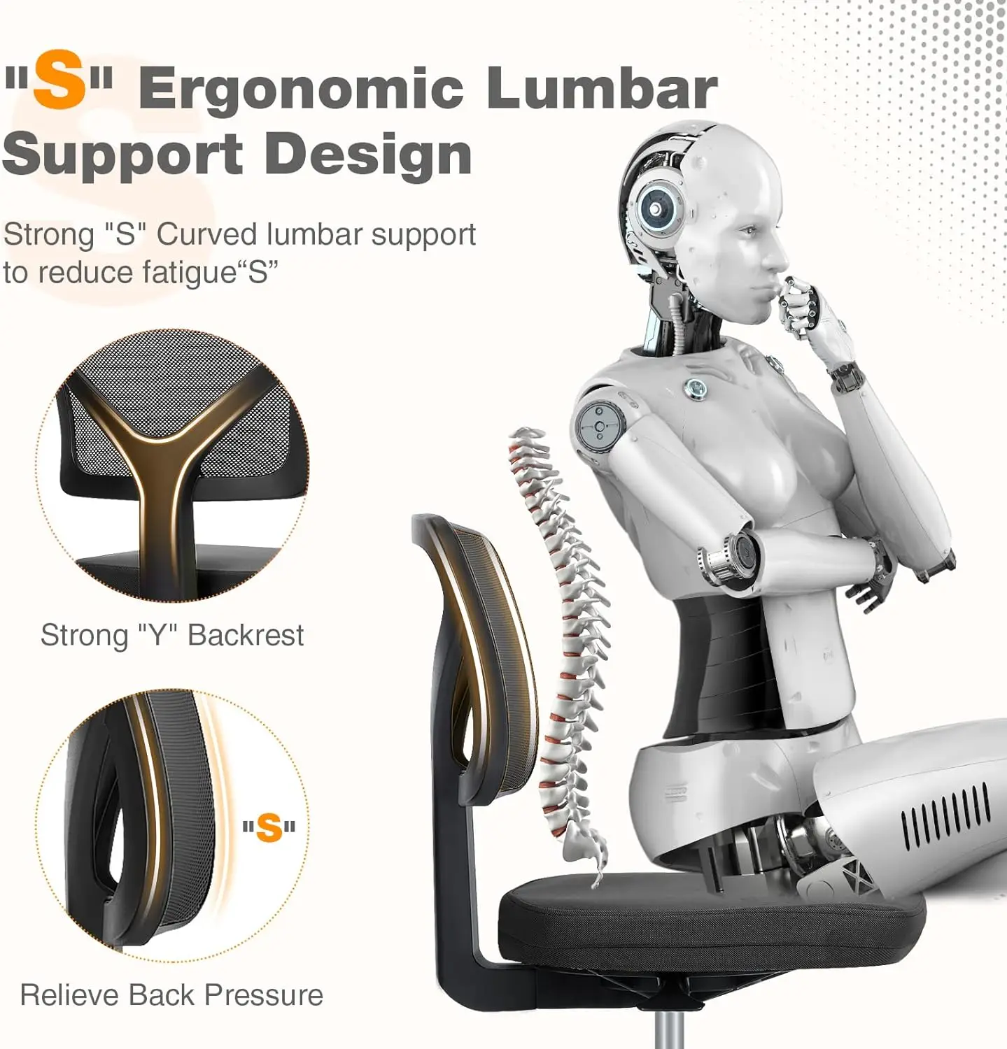 Escritorio de computadora ergonómico de malla para oficina en casa, silla de tarea ejecutiva con respaldo medio pequeño con soporte Lumbar y rodamiento giratorio, reposabrazos