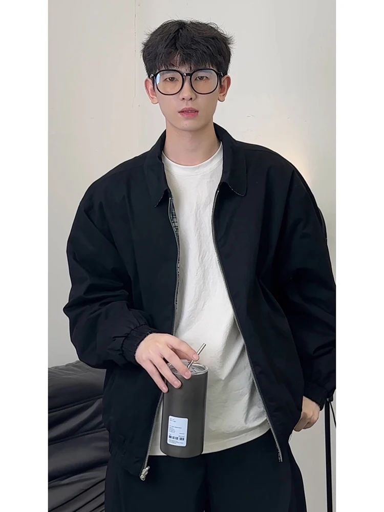 

Мужская двусторонняя бейсбольная куртка Bla Cool Haome для осени и зимы, в американском стиле CleanFit, в клетку, с воротником, для игр с мячом