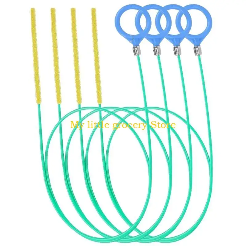 D5BD Multipurpose Plastic Drain Cleaning Rods 4PCS Set Flexible Spirals Tool for Sink Shower Clog Removal Efficient Cleaner