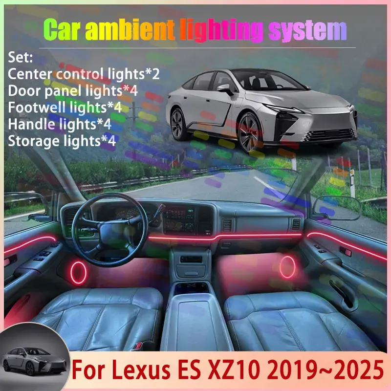 

Для Lexus ES XZ20 2025 2026 2/18 в 1, автомобильная атмосферная лампа, абажур RGB, ансамбль, стример, атмосферный набор, автоаксессуары