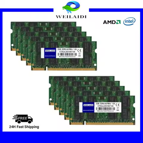 10PCS DDR2 2GB 533MHZ 667MHZ 800MHZ PC2-5300S 6400 SODIMM 200PIN 1.8V CL6 Laptop Notebook Memory RAM