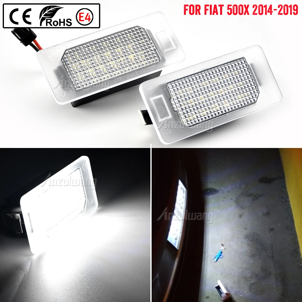 2PCs White SMD Auto Rear Led License Plate Lights Lamp For Fiat 500X 2014 2015 2016 2017 2018 2019