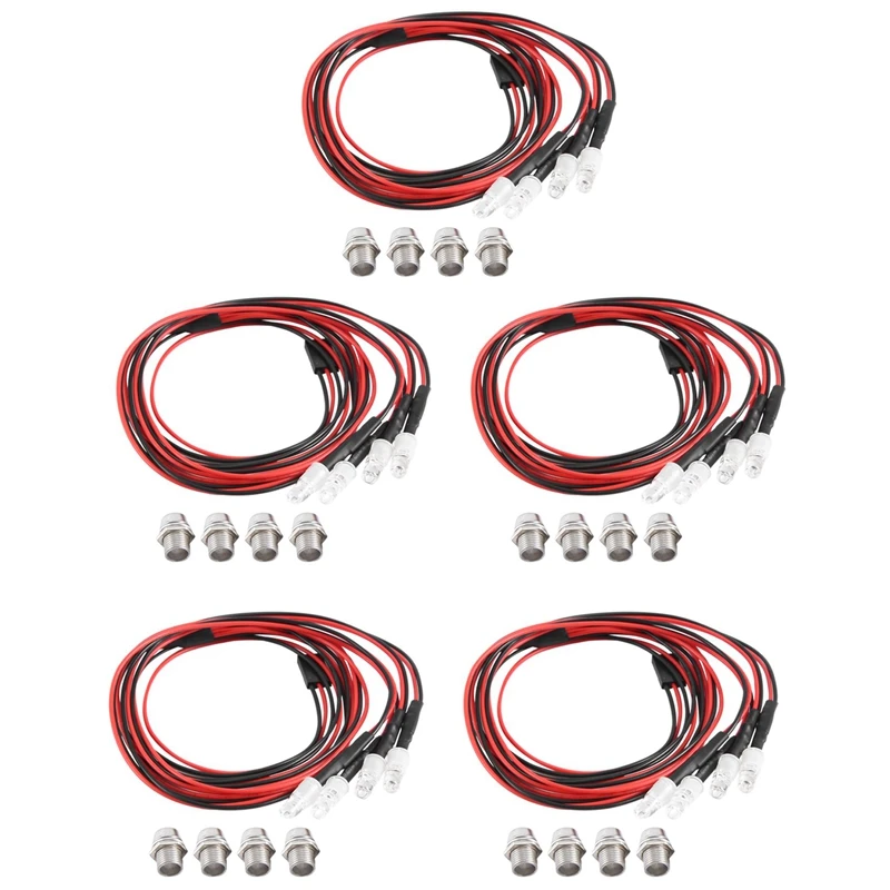 5PCS 4LED 5Mm Fari RC Parti Accessori Luci a LED per modello 1/10 Drift Car Vehicle, blu e verde