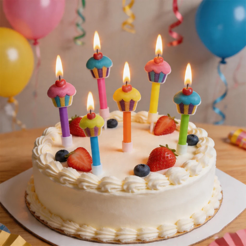6PCS Creative Cartoon Straight Rod Cake Candle Cake Decoration Pendant Pencil Candle Birthday Party Wishing Candle Plugin
