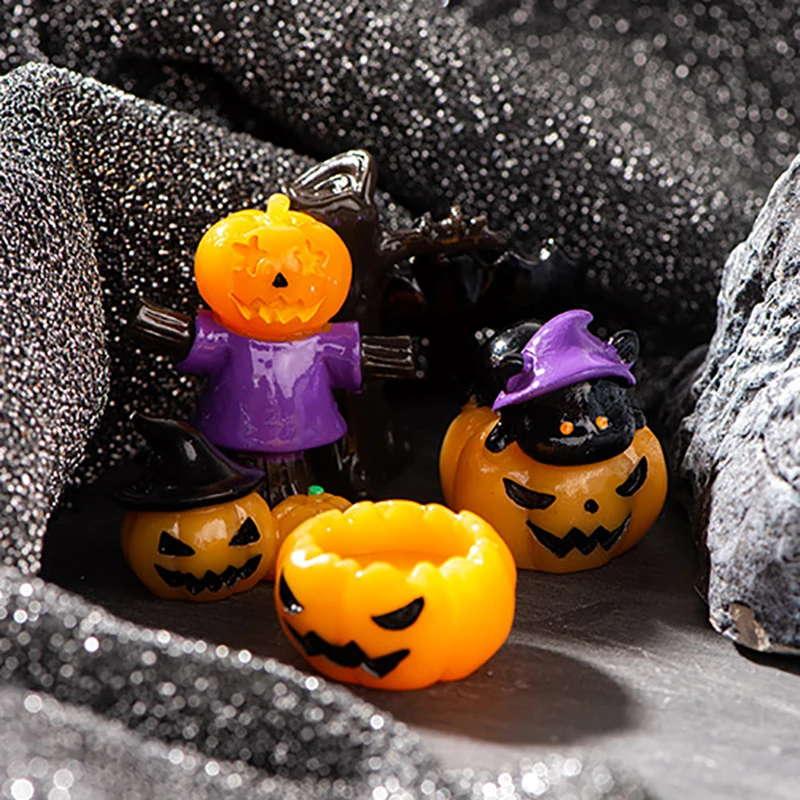 Halloween Ornament Micro Landscape Decoration Accessories Wizard Ghost Pumpkin Rabbit Bat Tree Magic House Resin Ornaments