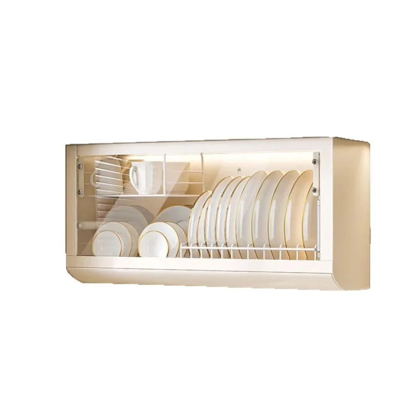 Kitchen dish rack, wall-mounted non-punching, cupboard storage for dishes and chopsticks drain rack, kitchen cabinet lower shelf