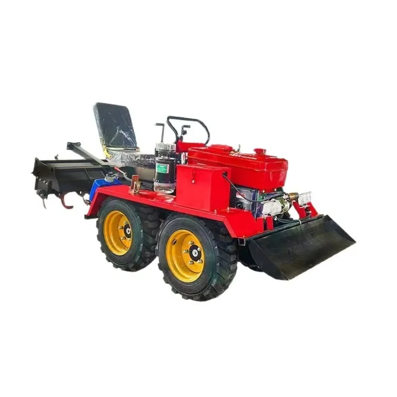 

A new type of riding rotary tillage trenching cultivated land engine multi-functional four-wheel drive micro-tillage cultivator