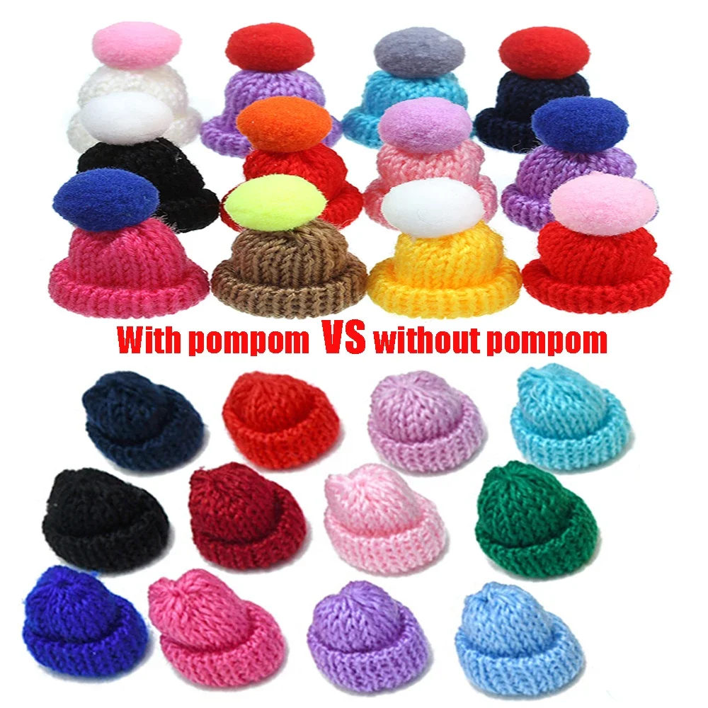 10-50 sztuk Mini Pompon kapelusze Handmade małe DIY Craft Supplie nakrycia głowy broszka szydełka zabawki wystrój akcesoria do biżuterii małe czapki