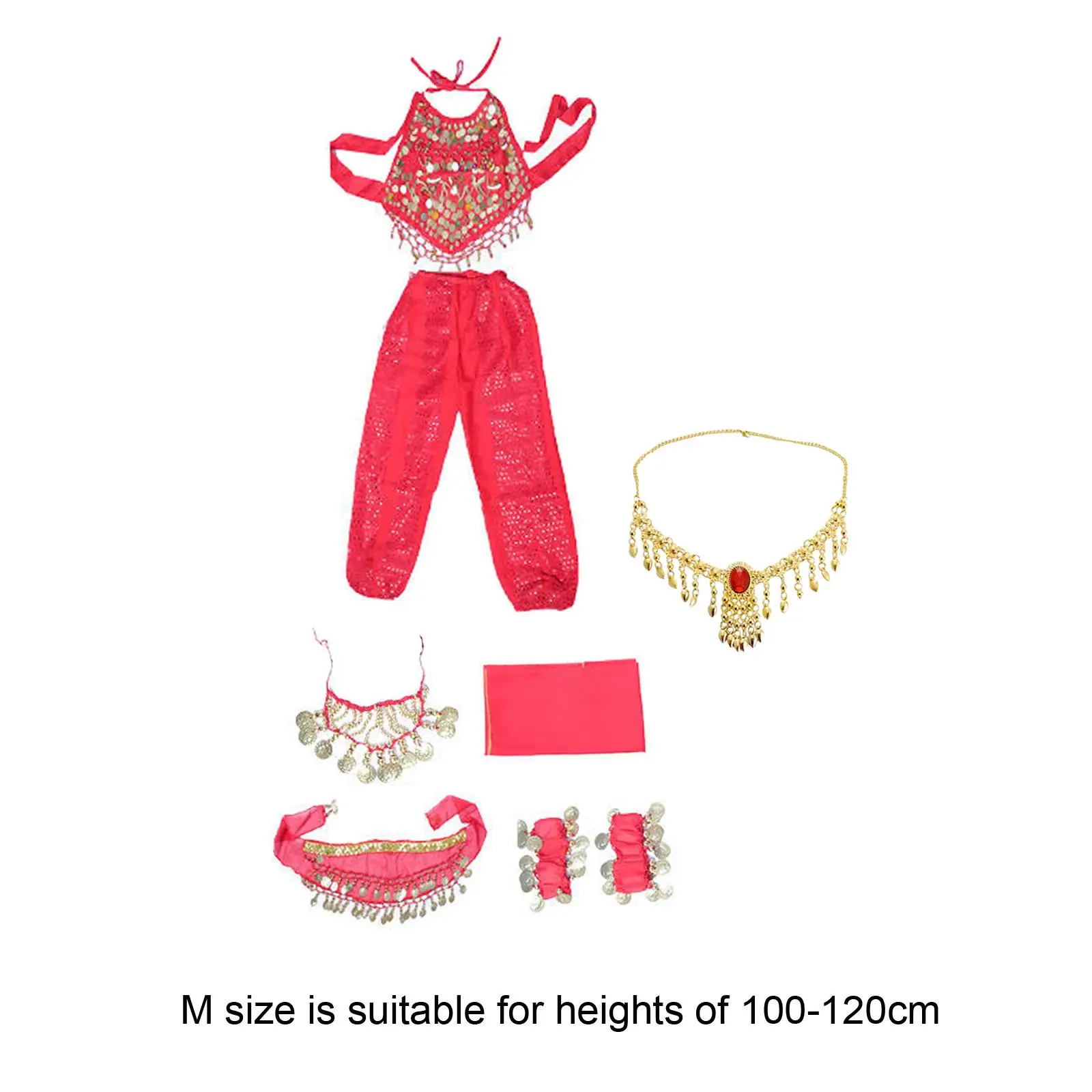 Ensemble de olympiques de danse du ventre pour enfants, voile de tête, bracelets JOand à la taille, vêtements de danse du ventre pour enfants, fournitures de fête pour filles, Inde