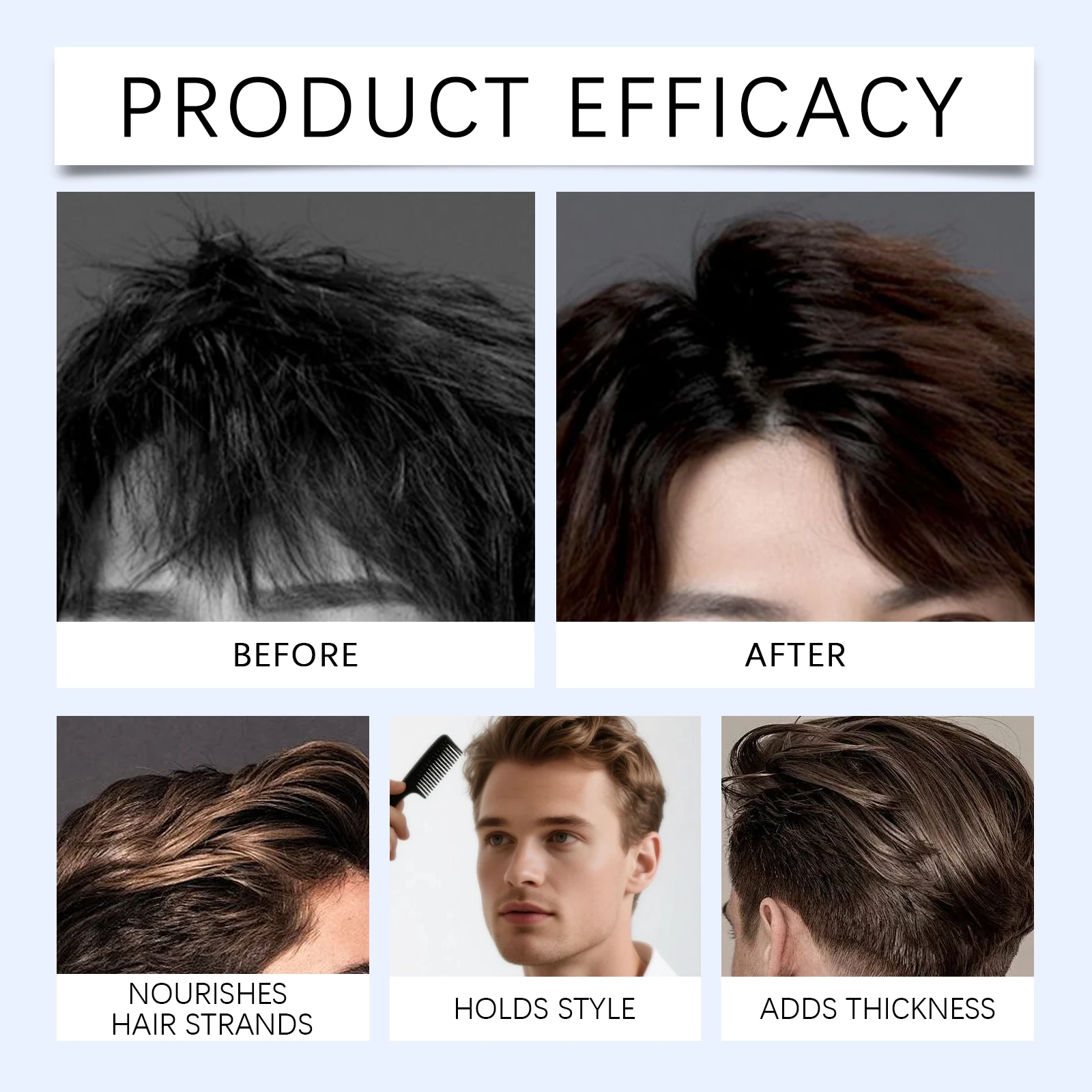 طين شعر رجالي، عقد قوي، لمسة نهائية غير لامعة، مظهر طبيعي، غير دهني، منعش، سهل الغسيل لجميع أنواع الشعر 50 جرام #5