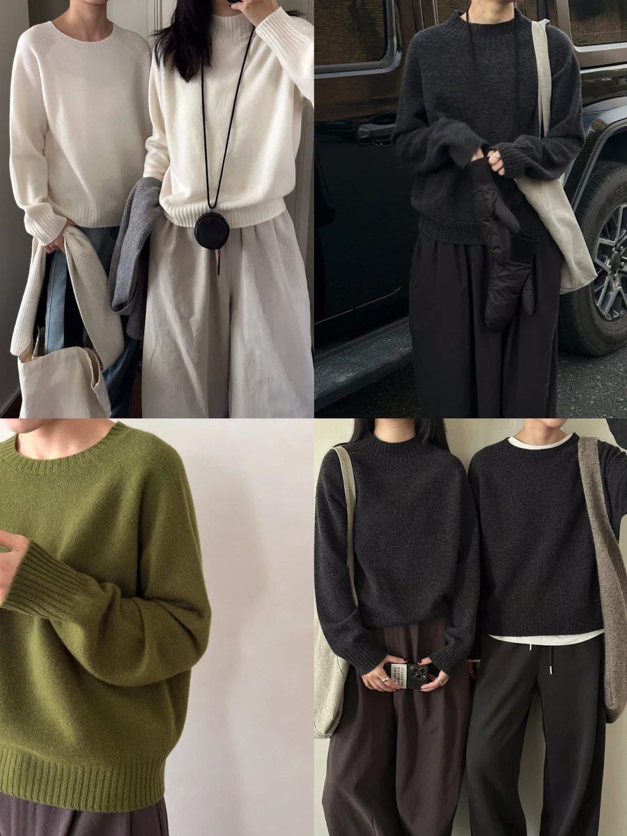 

Высококачественный шерстяной вязаный свитер круглого цвета Ne Lazy Sle Base Layer irt Simple Match f Женский топ с высоким воротником Long Sve