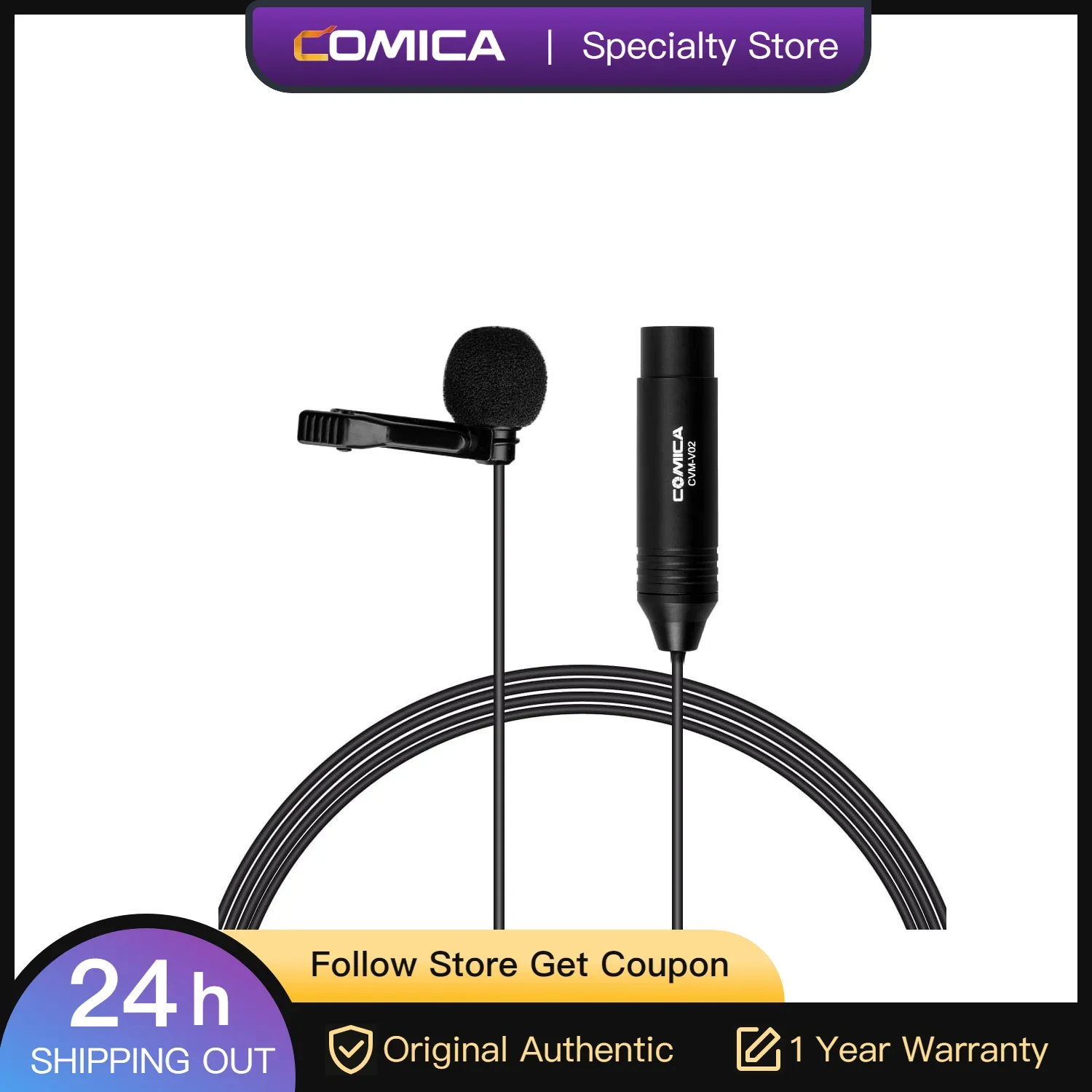 

Comica CVM-V02O XLR 48V Phantom Power Omnidirctional Lavalier Microphone, with Lapel Clip, Windscreen and Wind Muff