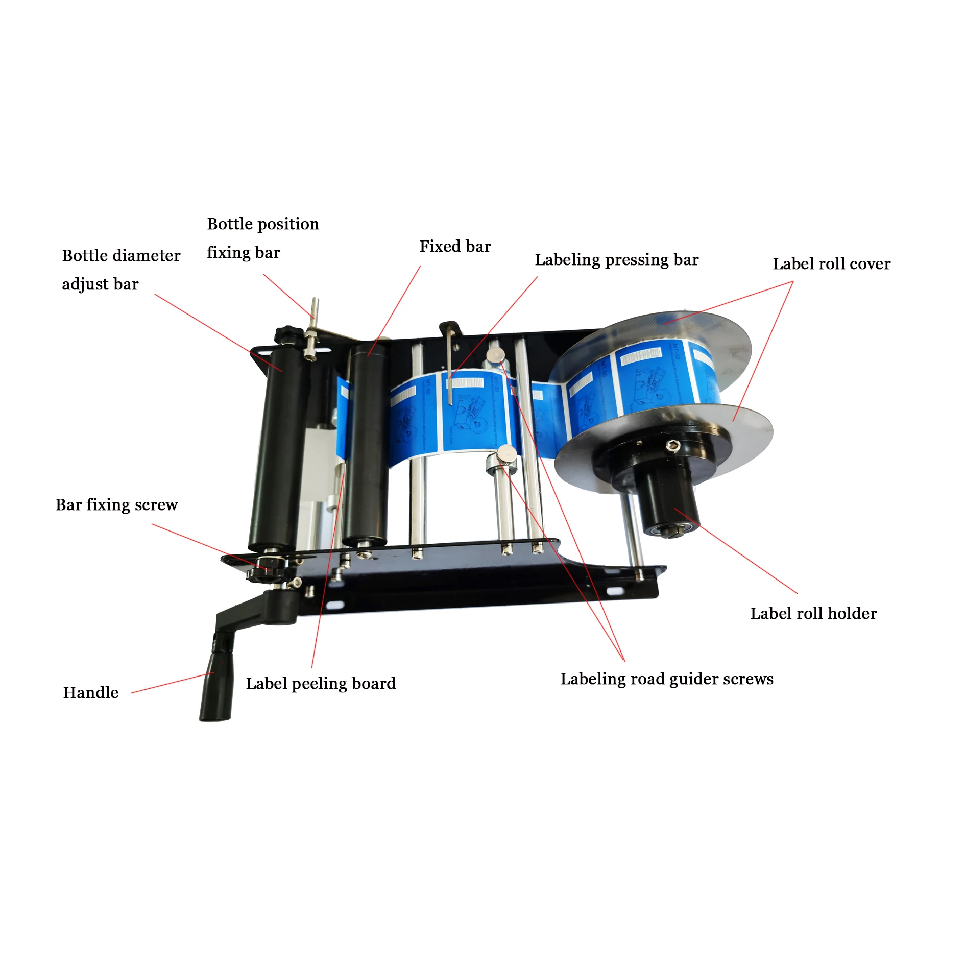 Manual Round Bottle Labeling Machine Adhesive Sticker Labeler Handle Small Jar Plastic Paper Labels Semi-auto Packing Machine