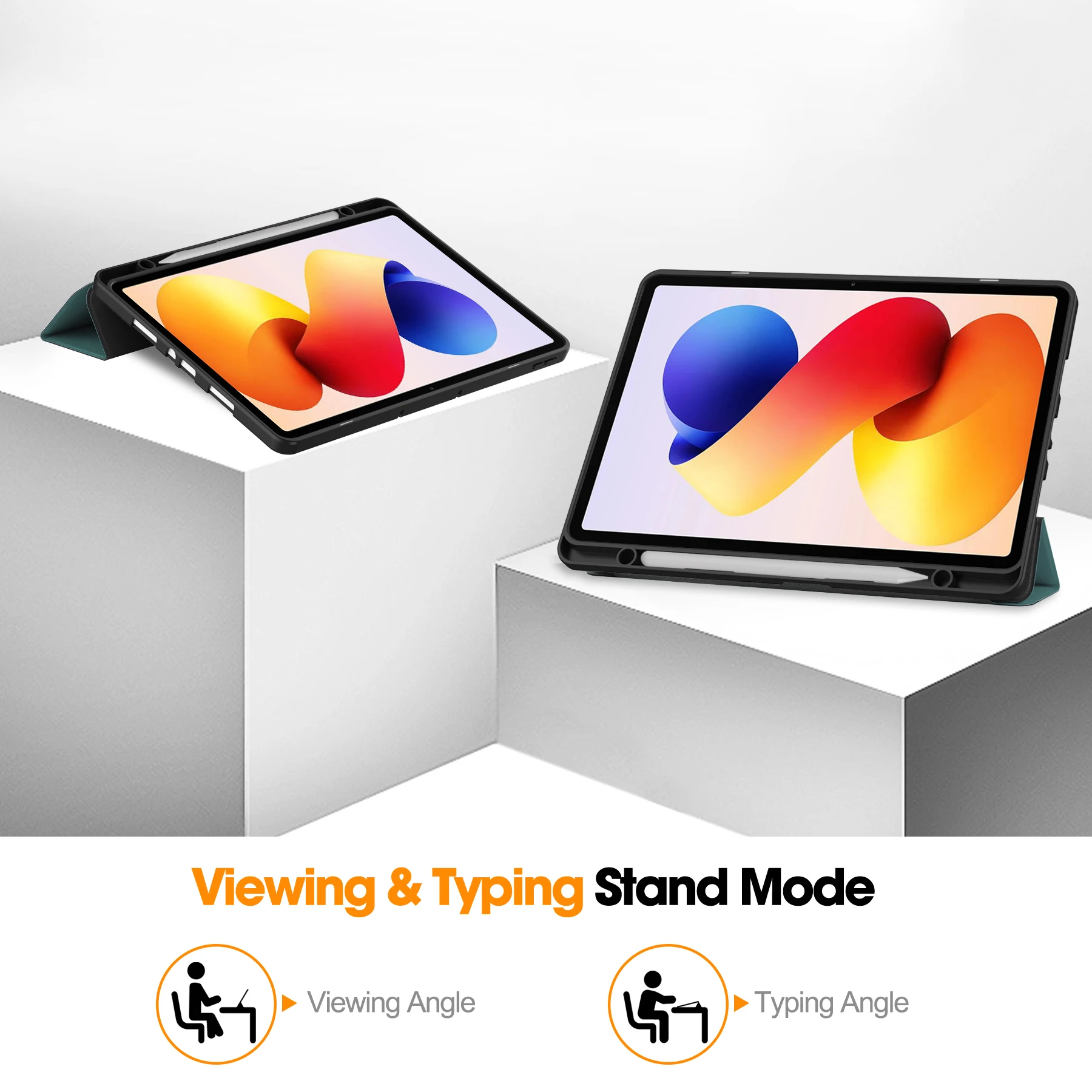 2025 جديد مع حافظة فتحة القلم لهاتف Xiaomi Redmi Pad 2 Pro 12.1 بوصة غطاء مغناطيسي ثلاثي الطي من جلد البولي يوريثان الحراري لهاتف Redmi Pad 2Pro 12.1"