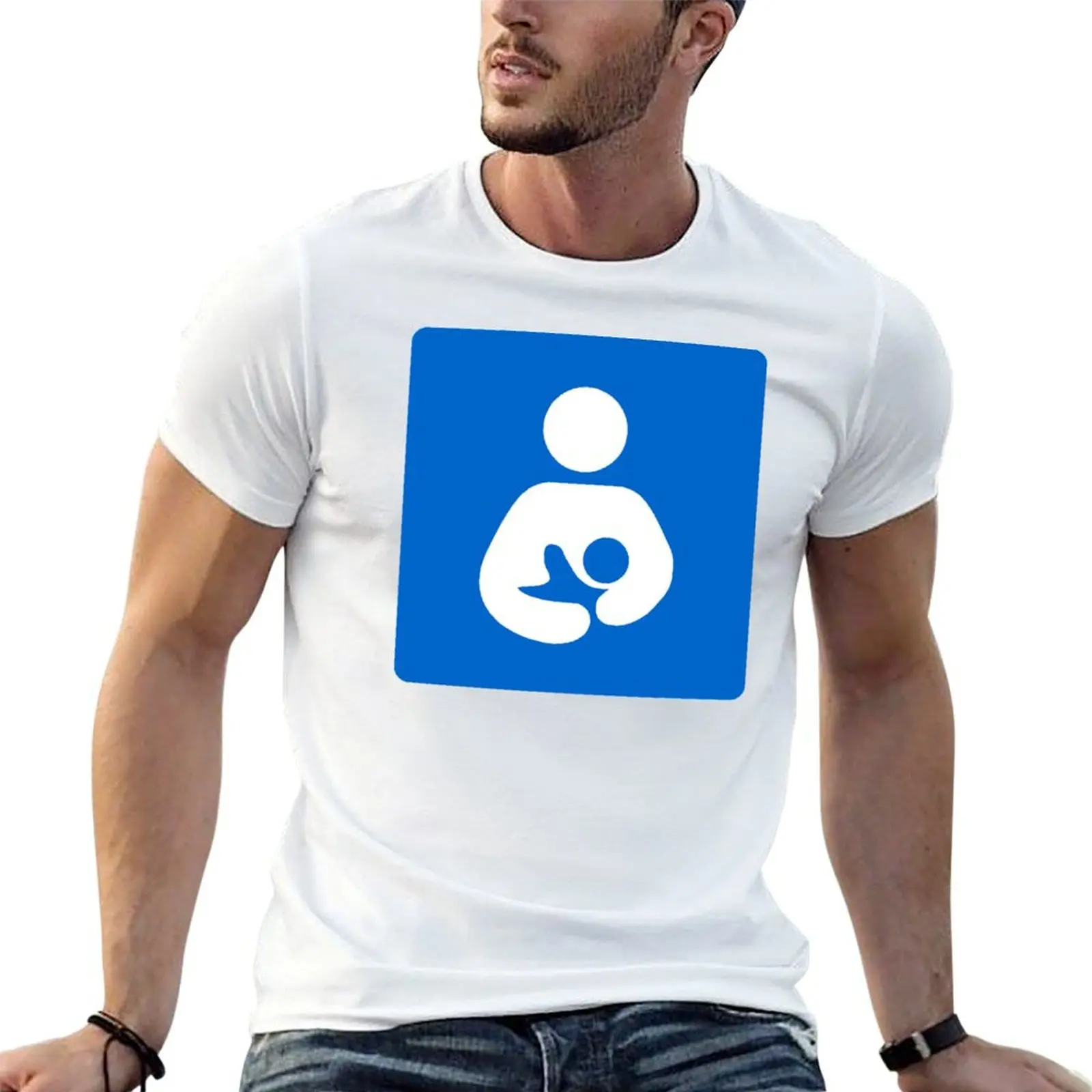 International Breastfeeding Symbol T-Shirt Breathable Basic Cotton T-Shirt
