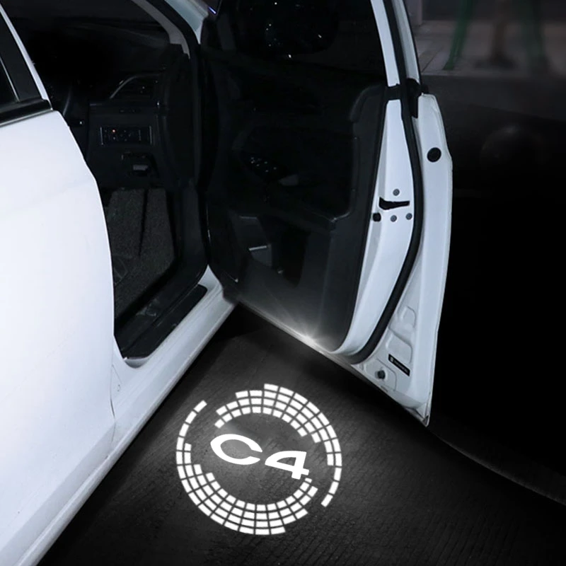 2PCS LED Car Door Light Laser Projection Ghost Welcome Shadow Lamp Decal for For Citroen C4 C-Quatre 2008-2016 2010 2013 2015